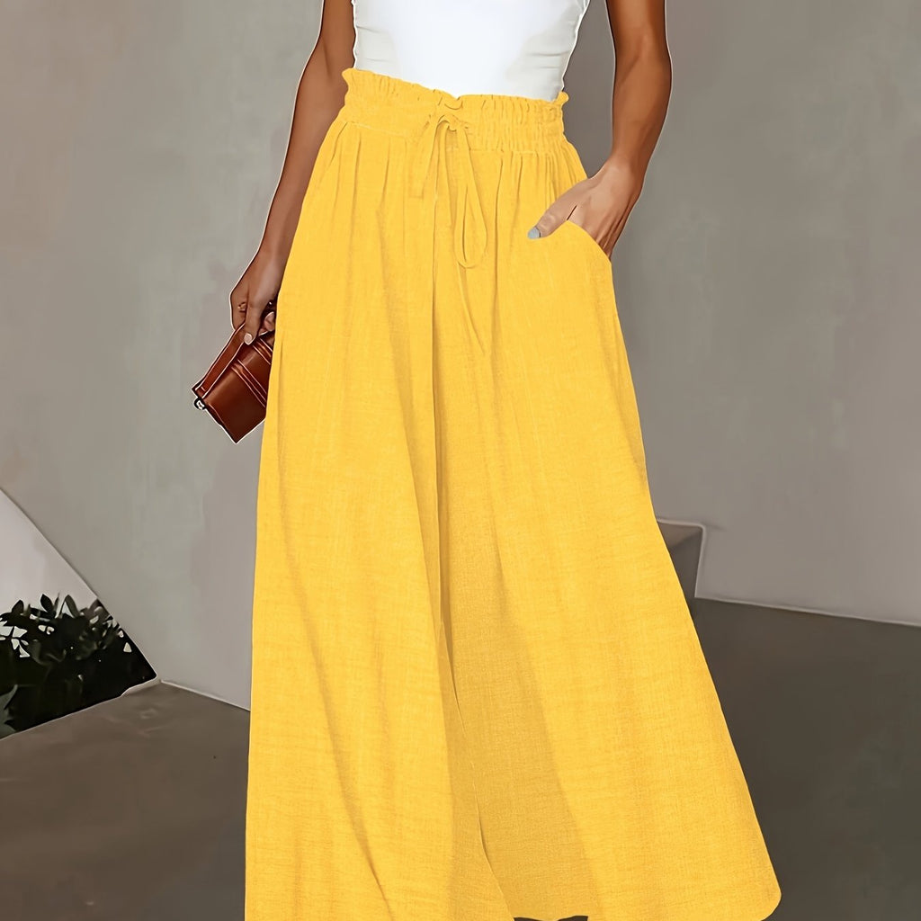 Elegante damesbroek met hoge taille en wijde pijpen