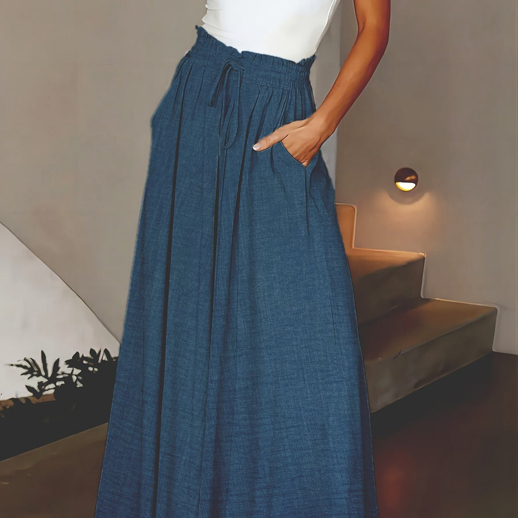 Elegante damesbroek met hoge taille en wijde pijpen