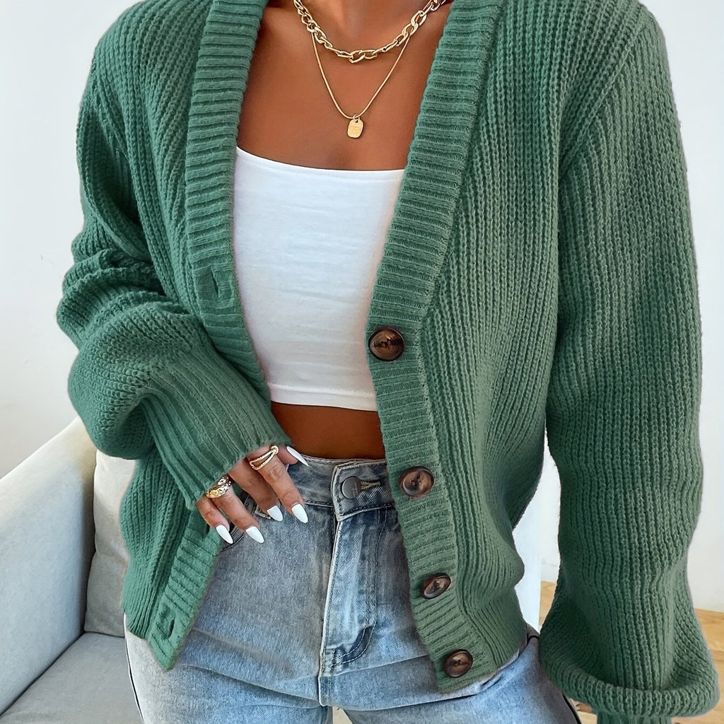 LUMMÉRAS Knitted V-Neck Button Cardigan