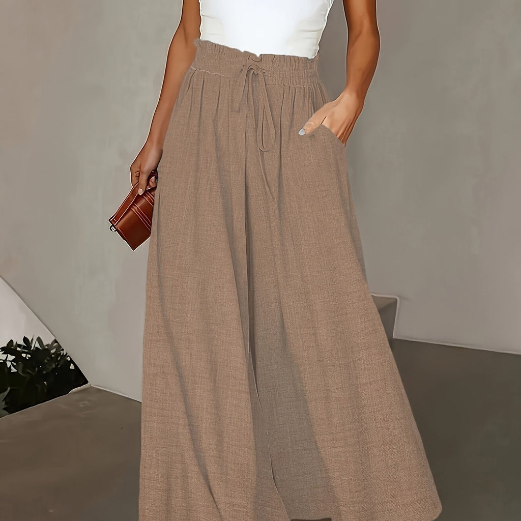 Elegante damesbroek met hoge taille en wijde pijpen