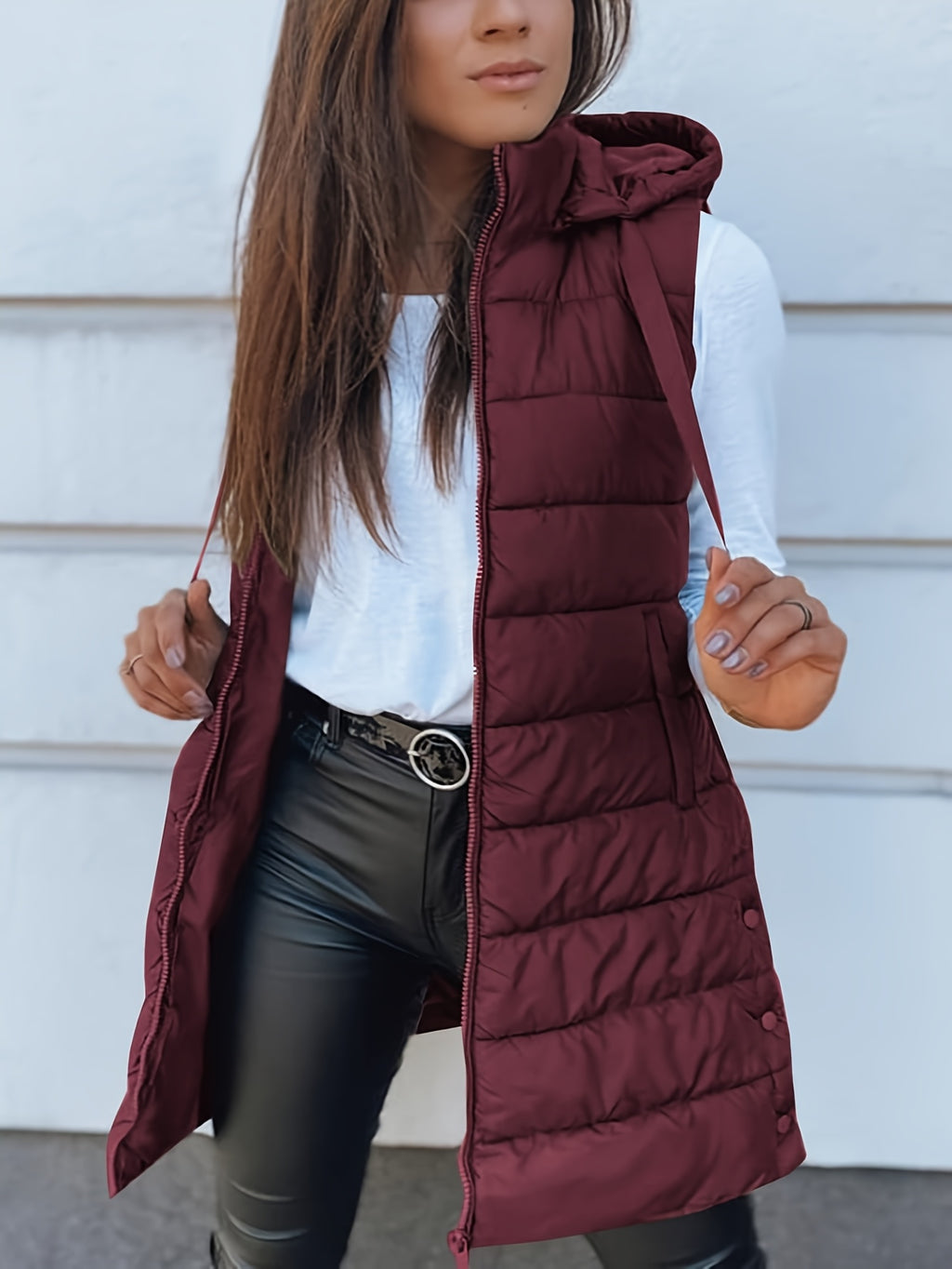Elegante warme damesvest met capuchon