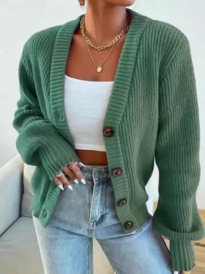 LUMMÉRAS Knitted V-Neck Button Cardigan
