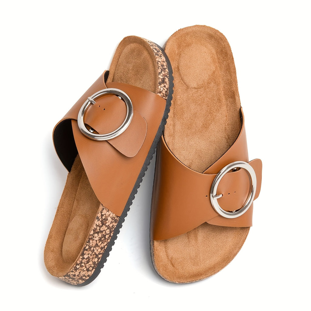 LUMMÉRAS Metallic Buckle Slide Sandals